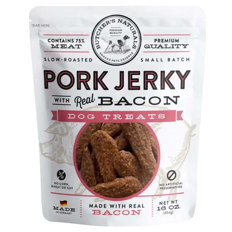 DRY PORK & BACON JERKY TREATS FOR DOGS - Attic Puppy