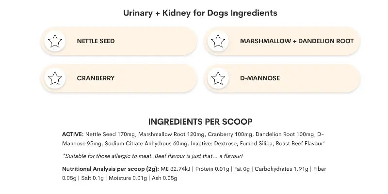 URINARY KIDNEY POWDER FOR DOGS ROAST BEEF FLAVOR - Attic Puppy