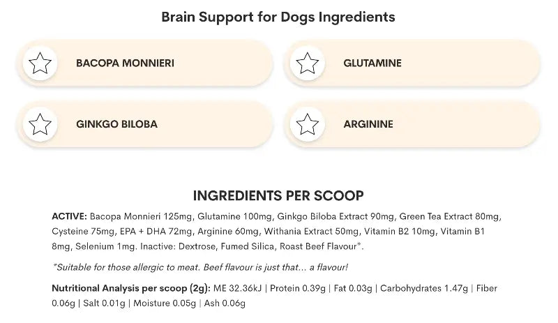 BRAIN SUPPORT POWDER FOR DOGS ROAST BEEF FLAVOR - Attic Puppy